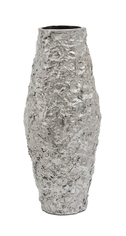Akola Small Silver Textured Metal Vase