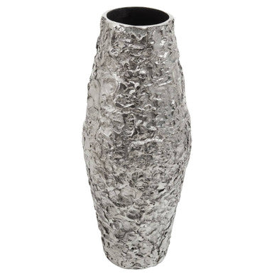 Akola Small Silver Textured Metal Vase