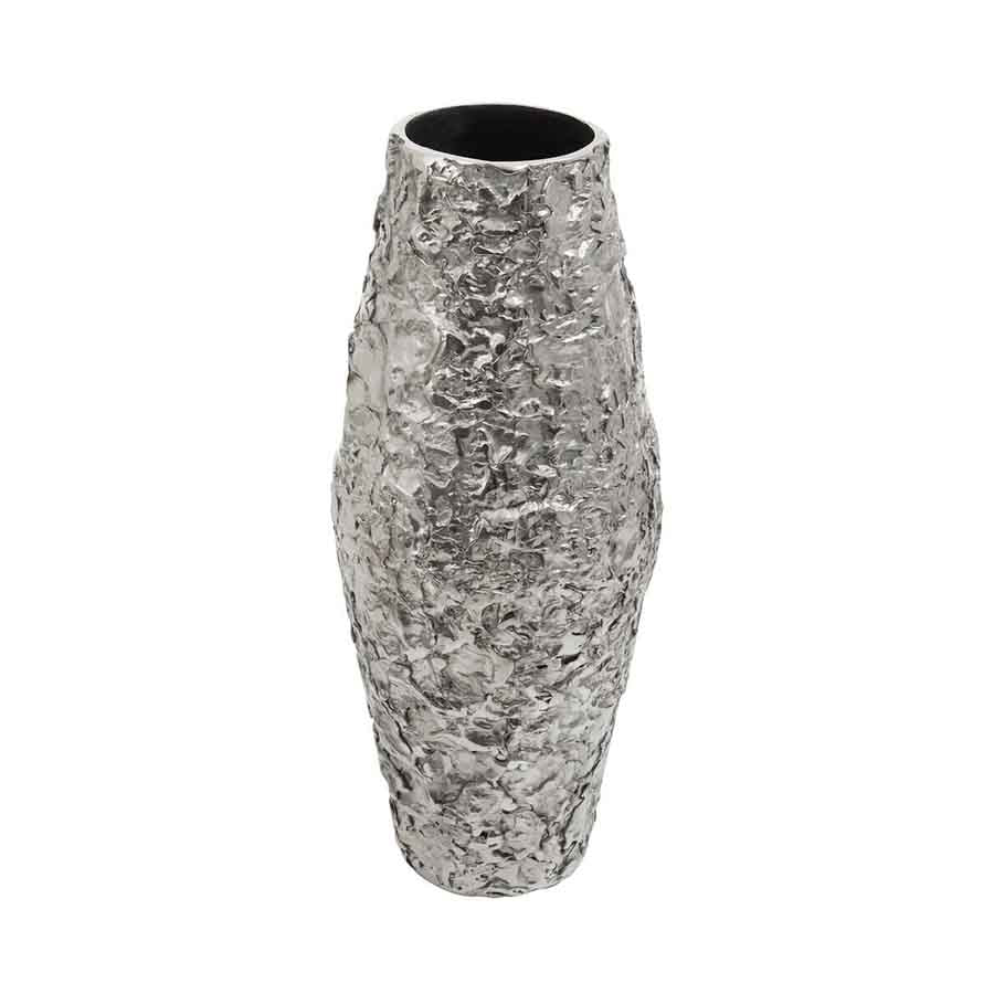 Akola Small Silver Textured Metal Vase