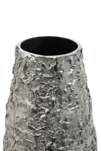 Akola Small Silver Textured Metal Vase