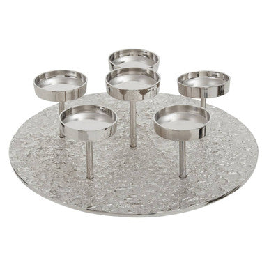 Akola Silver Round 6 Pillar Candle Holder