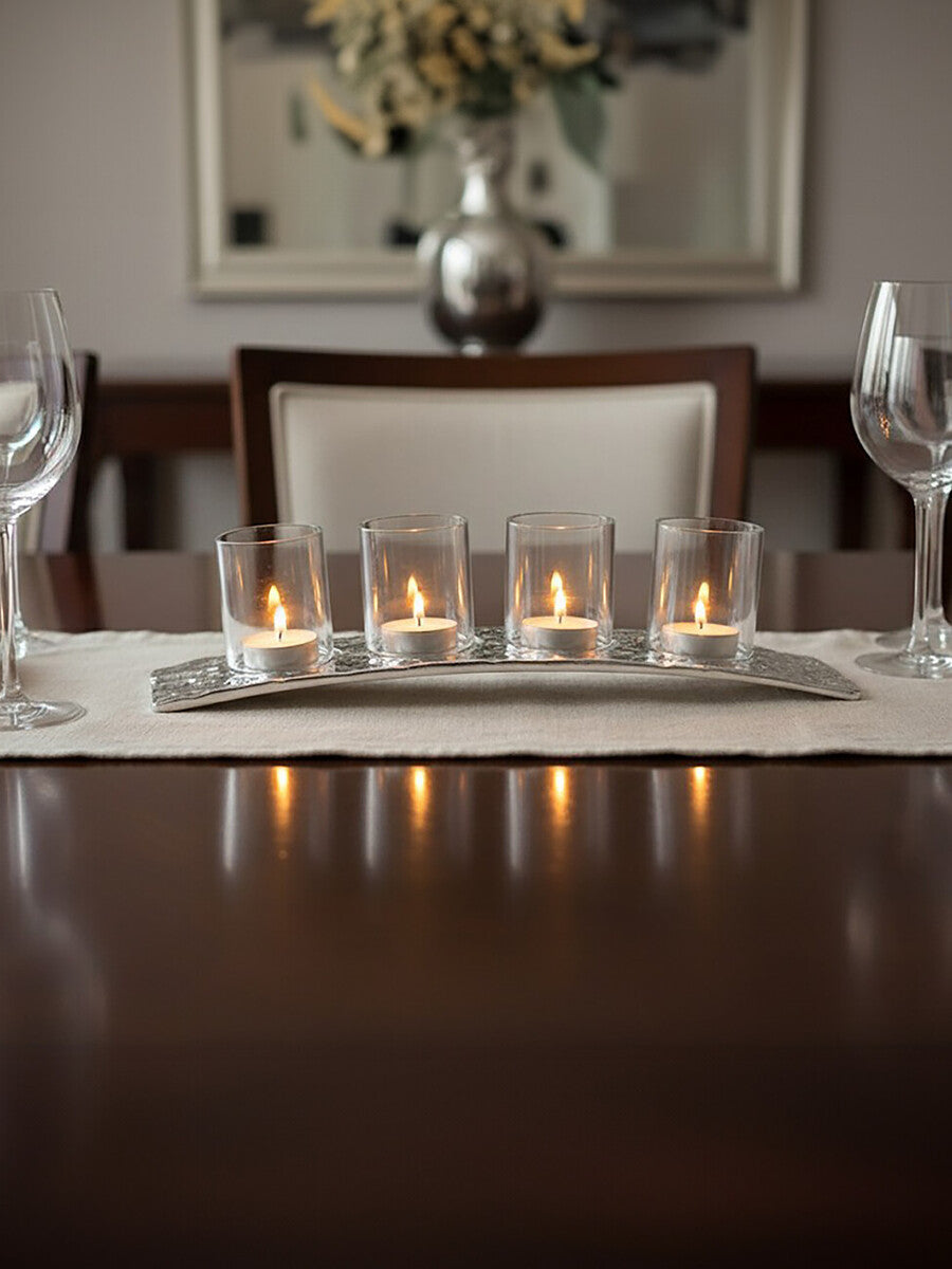 Akola Curved 4 Tealight Holder in Silver - Image 5