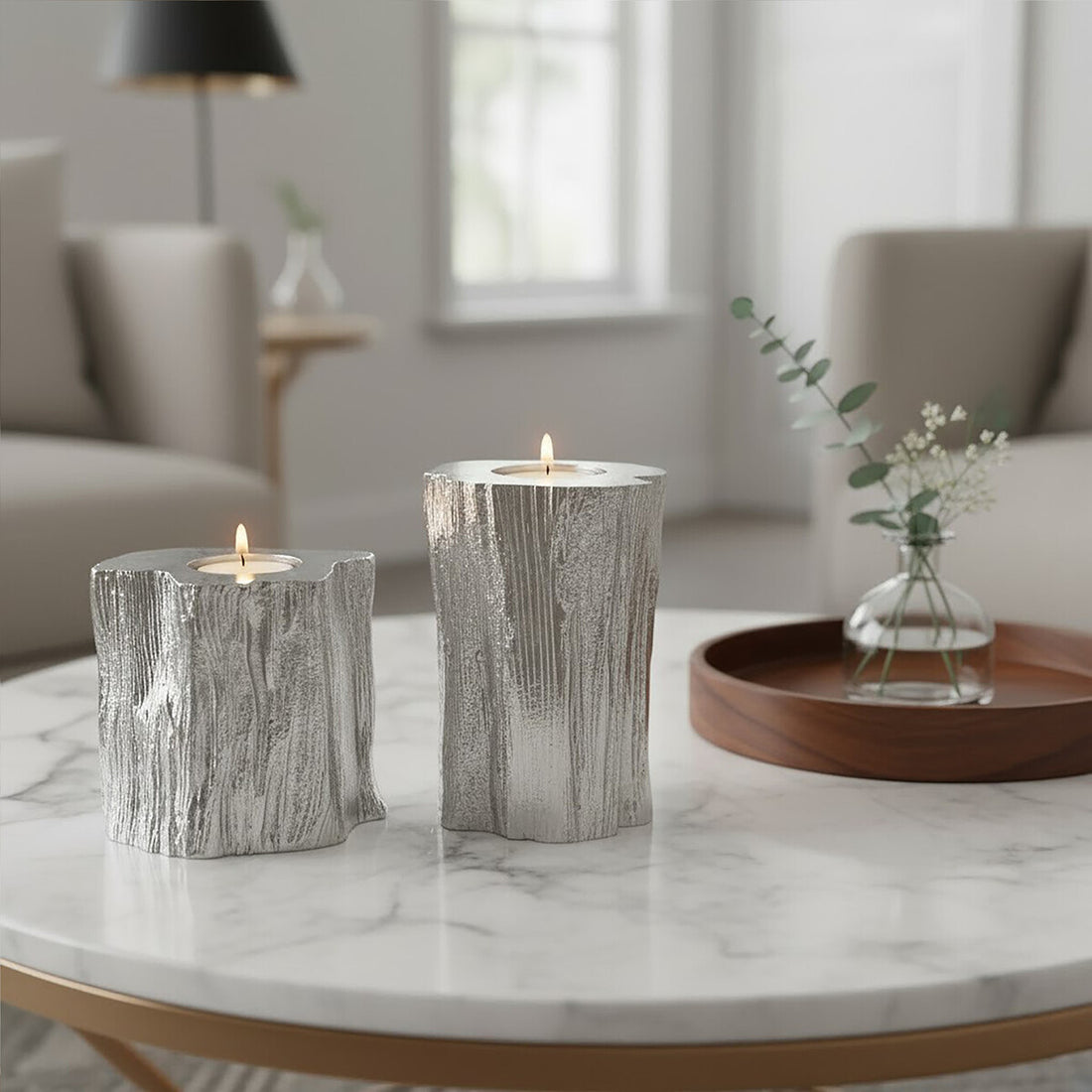 Akola Set Of Two Silver Tealight Holders - Image 4