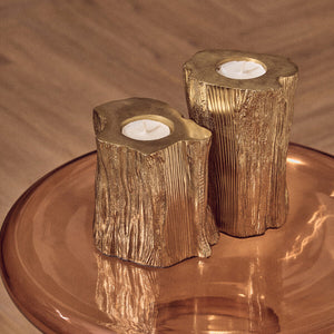 Set Of Two Gold Tealight Holders | Akola