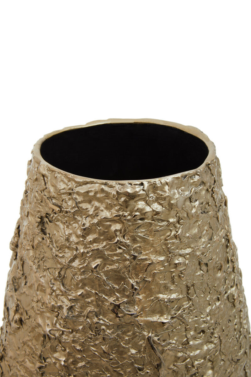 Akola Large Gold Textured Metal Vase - Image 3