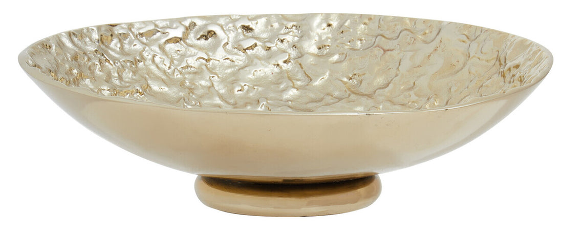 Akola Gold Textured Round Metal Bowl