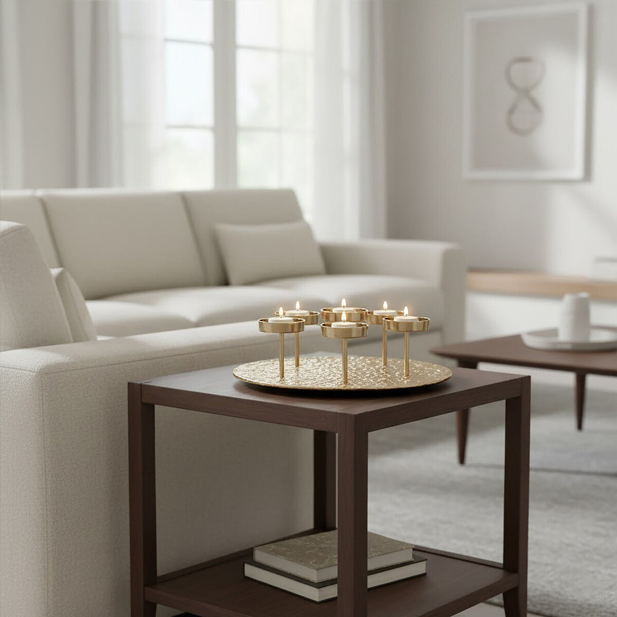 Akola Gold Round Six Pillar Candle Holder