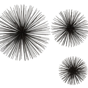 Set of 3 Black Finish Starburst Wall Decor | Mirano