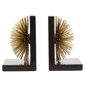 Set of Two Gold Finish Starburst Bookends | Mirano