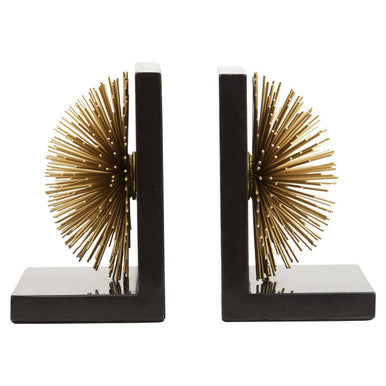 Mirano Set Of Two Gold Finish Starburst Bookends