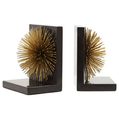 Mirano Set Of Two Gold Finish Starburst Bookends - Image 5