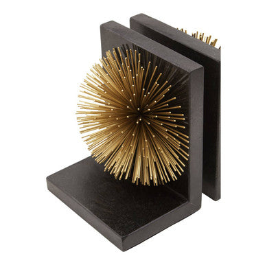 Mirano Set Of Two Gold Finish Starburst Bookends