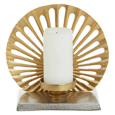 Dion Small Two Toned Silver and Gold Finish Candle Holder