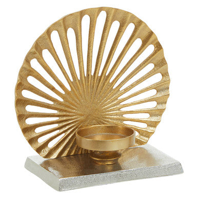 Dion Small Two Toned Silver and Gold Finish Candle Holder