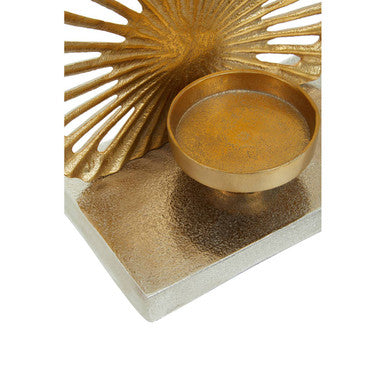 Dion Small Two Toned Silver and Gold Finish Candle Holder