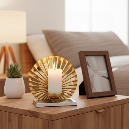 Dion Small Two Toned Silver and Gold Finish Candle Holder