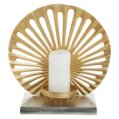 Dion Large Two Toned Silver and Gold Finish Candle Holder