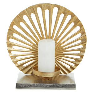 Dion Large Two Toned Silver and Gold Finish Candle Holder
