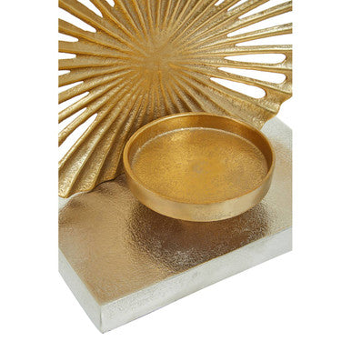 Dion Large Two Toned Silver and Gold Finish Candle Holder