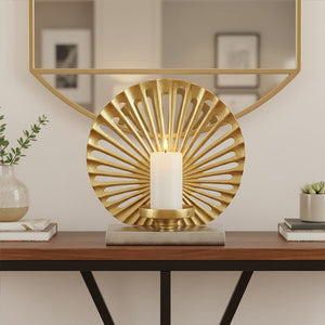Large Two Toned Silver and Gold Finish Candle Holder | Dion