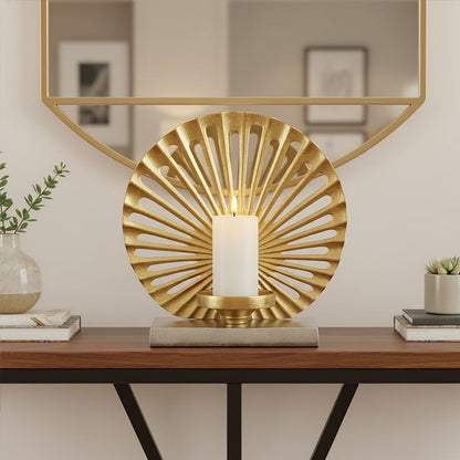 Dion Large Two Toned Silver and Gold Finish Candle Holder - Image 2