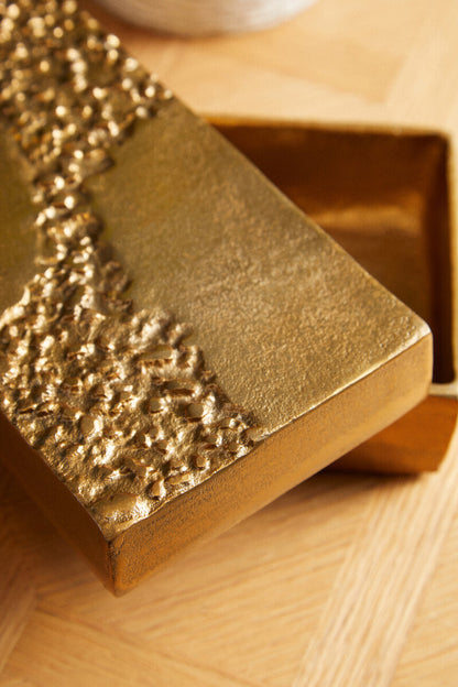 Dante Gold Finish Textured Trinket Box