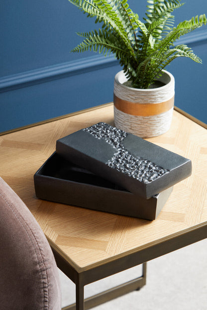 Dante Grey Finish Textured Trinket Box