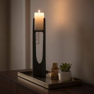 Large Grey Finish Candle Holder | Dante