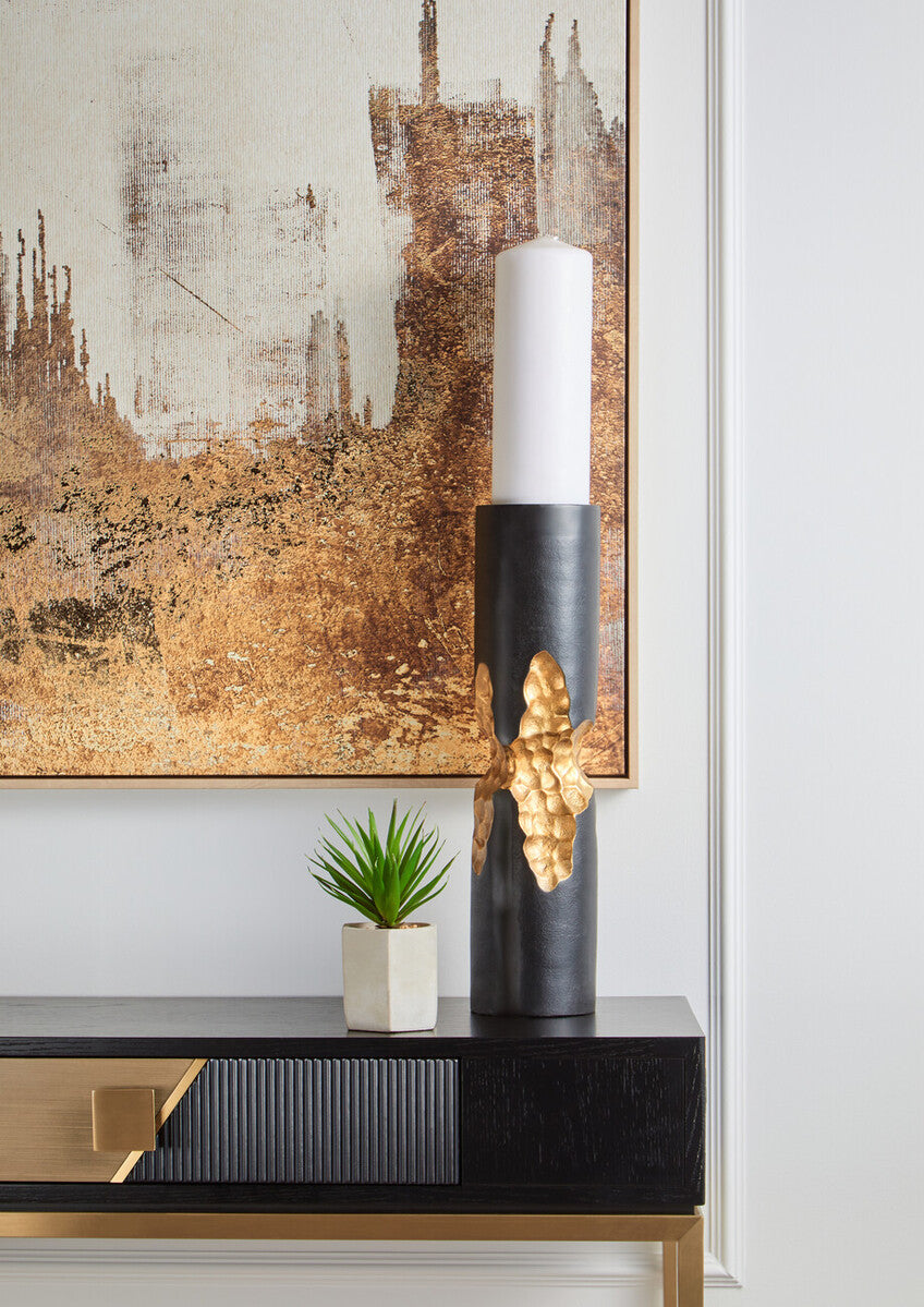 Daito Large Black and Gold Finish Candle Holder