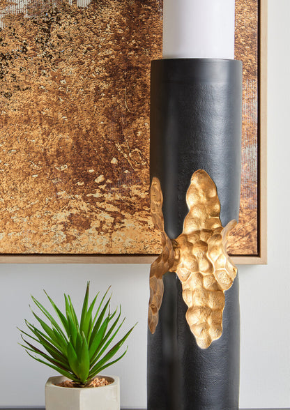 Daito Large Black and Gold Finish Candle Holder
