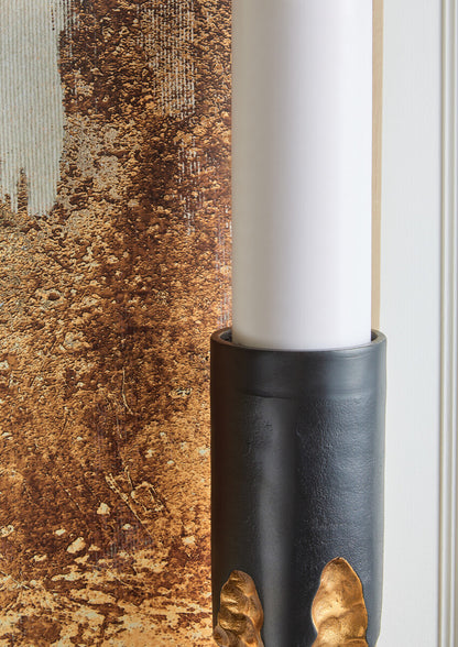 Daito Large Black and Gold Finish Candle Holder