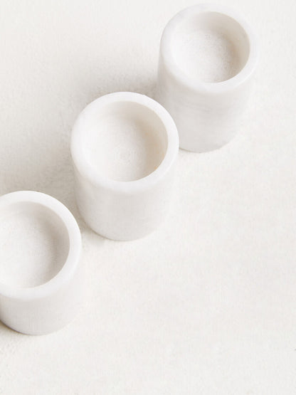 Salmo Set Of Three White Marble Tealight Holders