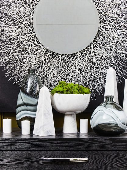 Salmo Set Of Three White Marble Tealight Holders