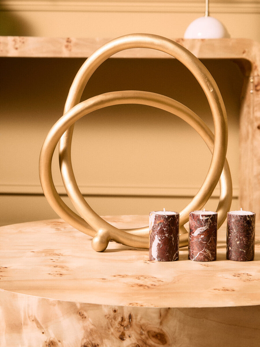 Salmo Set Of Three Red Marble Tealight Holders