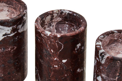 Salmo Set Of Three Red Marble Tealight Holders