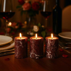 Salmo Set Of Three Red Marble Tealight Holders