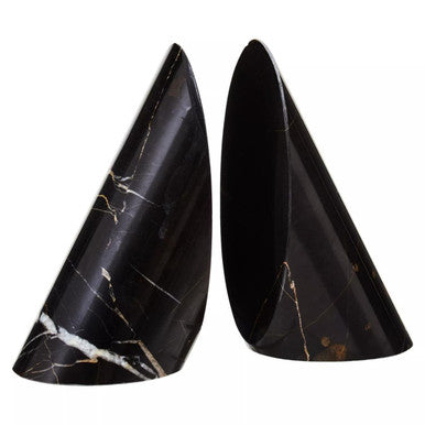 Salmo Set Of Two Black Marble Bookends