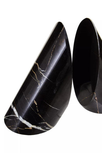 Salmo Set Of Two Black Marble Bookends
