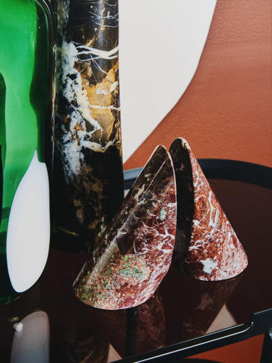 Salmo Set Of Two Red Marble Bookends