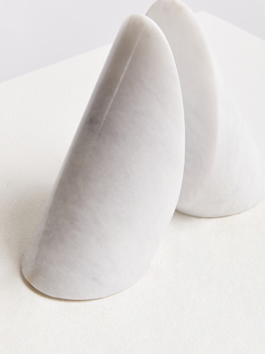 Salmo Set Of Two White Marble Bookends