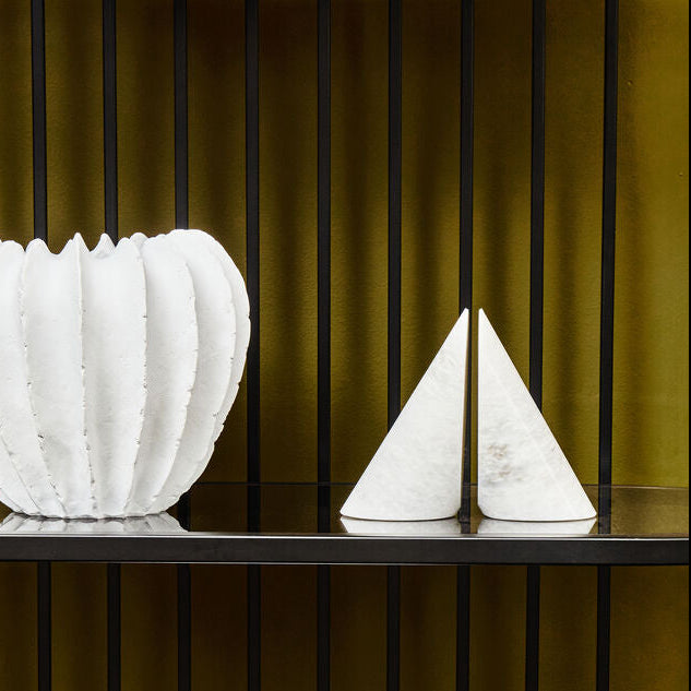 Salmo Set Of Two White Marble Bookends
