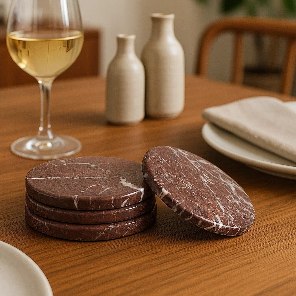 Salmo Set of 4 Red Marble Coasters