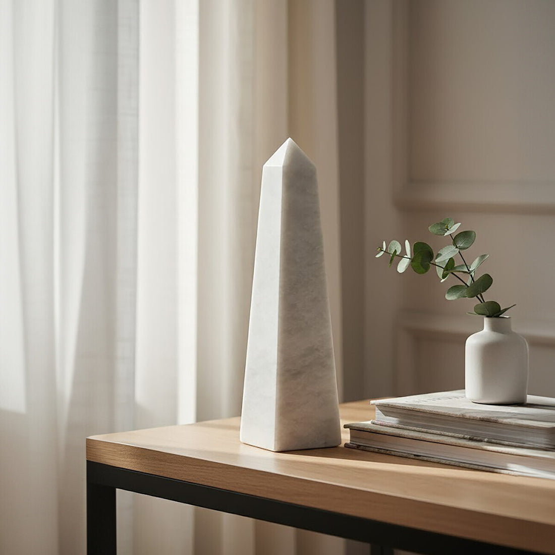 Salmo Small White Marble Obelisk