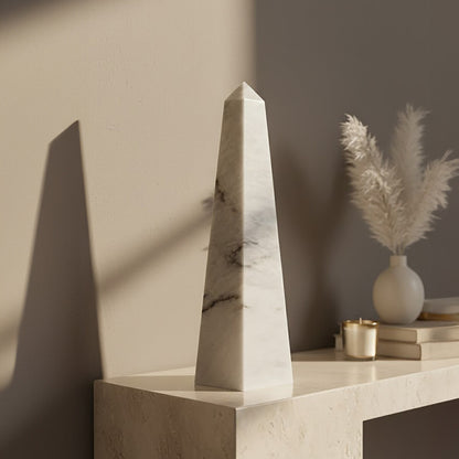 Salmo Large White Marble Obelisk