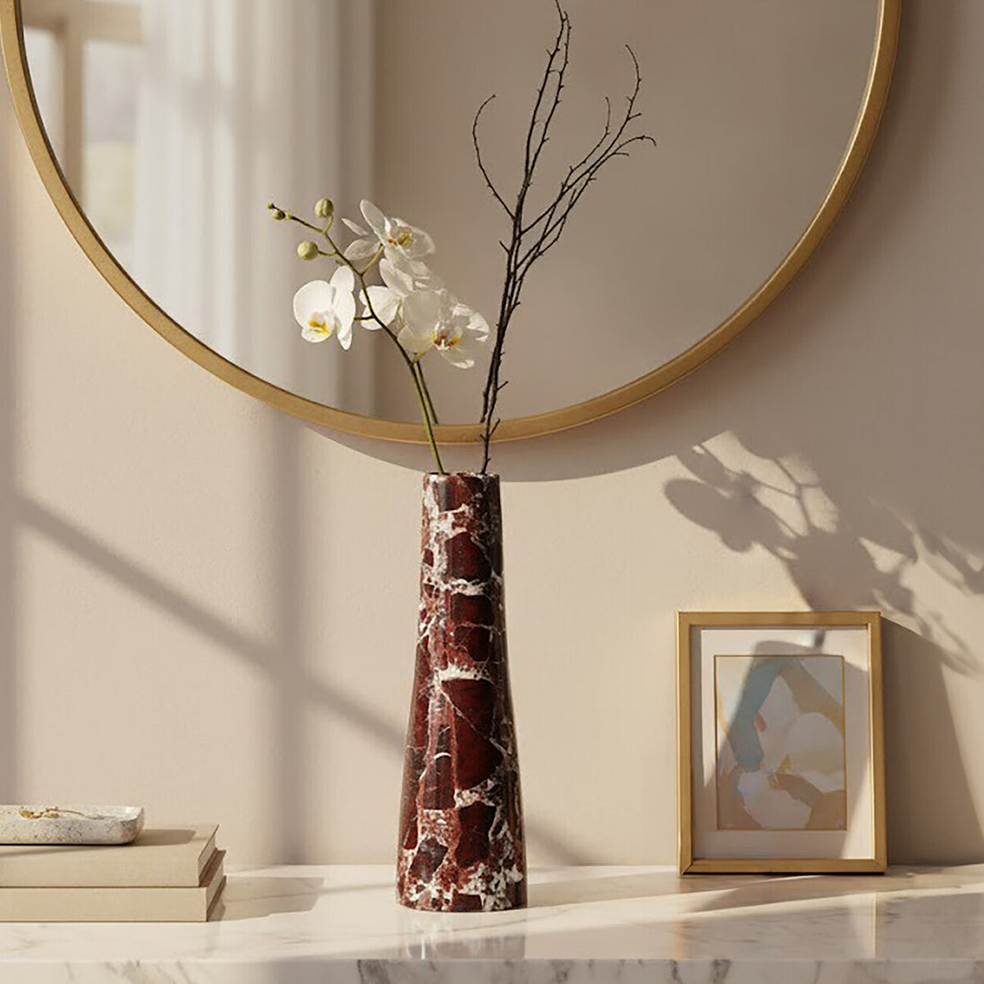 Salmo Red Marble Tapered Vase