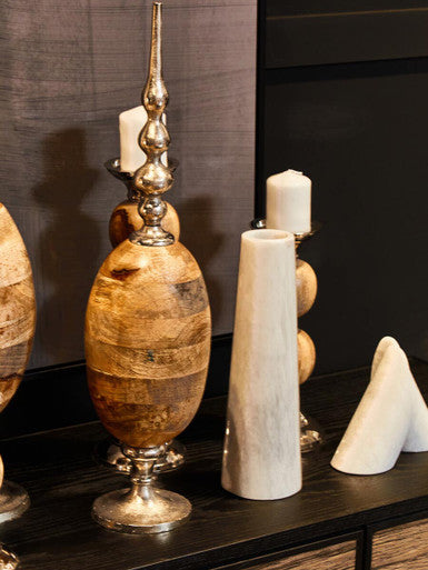 Salmo White Marble Tapered Vase