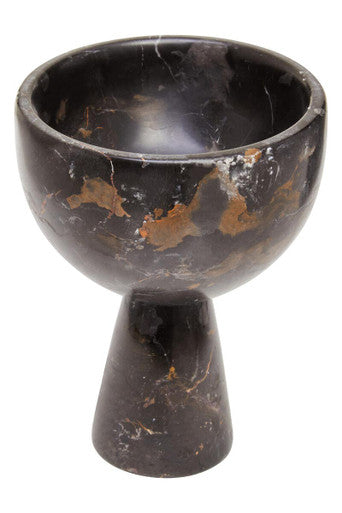 Salmo Small Black Marble Pedestal Bowl