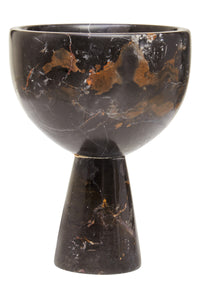 Salmo Small Black Marble Pedestal Bowl