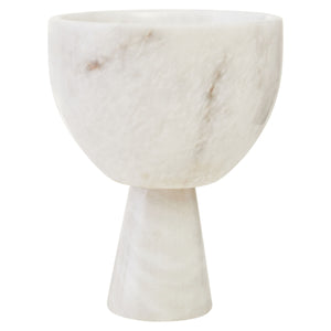 Salmo Small White Marble Pedestal Bowl