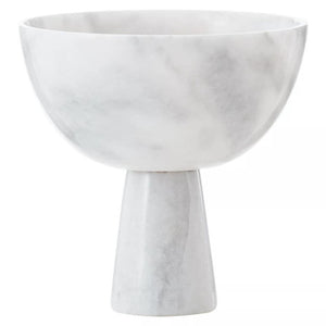 Salmo Large White Marble Pedestal Bowl